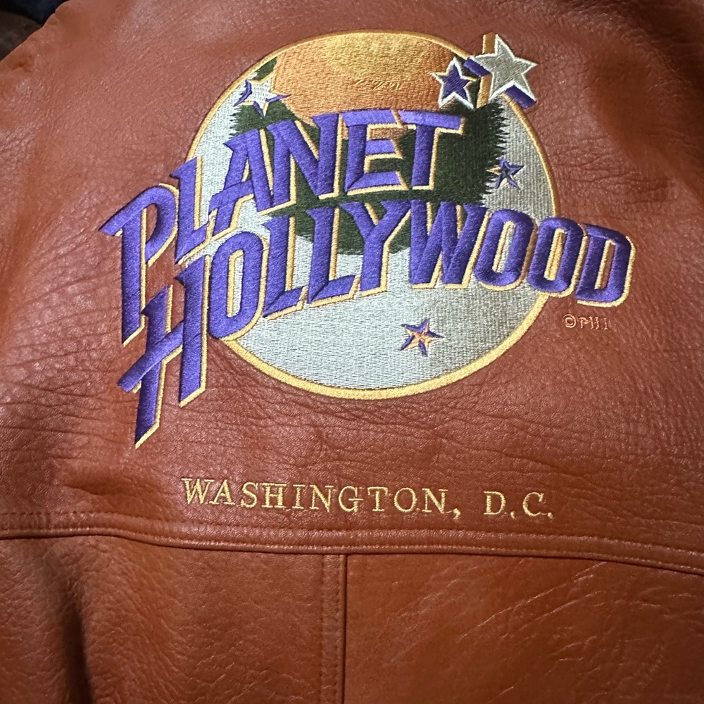 Planet Hollywood Brown Leather Varsity Jacket